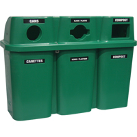 Contenants de recyclage Bullseye, Bord de rue, Plastique, 3 x 22 gal. US Meunier Outillage Industriel