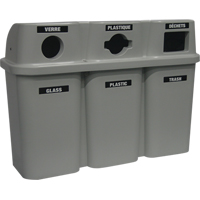Contenants de recyclage Bullseye, Bord de rue, Plastique, 3 x 22 gal. US Meunier Outillage Industriel