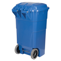 Roll Out Recycling Bin, Curbside, Polyethylene, 65 US gal. Meunier Outillage Industriel
