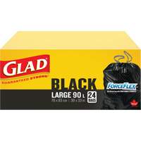 90L Garbage Bags, Regular, 30" W x 33" L, Black, Draw String JP295 | Meunier Outillage Industriel