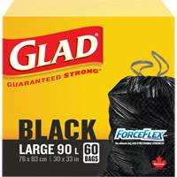 90L Garbage Bags, Regular, 30" W x 33" L, Black, Draw String JP296 | Meunier Outillage Industriel