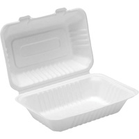 Compostable Hinged Food Containers, Bagasse, Recantgular JP904 | Meunier Outillage Industriel