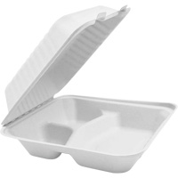Compostable Hinged Food Containers with Compartments, Bagasse, Square JP905 | Meunier Outillage Industriel