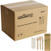 Wood Cutlery Set in Paper Bag Meunier Outillage Industriel