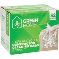Green Home Garbage Bags, Strong, 33" W x 48" L, 3 mils, Clear, 159 L (42 Gal.) Capacity Meunier Outillage Industriel