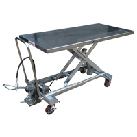 Pneumatic Hydraulic Scissor Lift Table, Stainless Steel, 63" L x 31-1/2" W, 1000 lbs. Cap. LV471 | Meunier Outillage Industriel