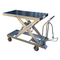 Pneumatic Hydraulic Scissor Lift Table, Stainless Steel, 47-1/2" L x 24" W, 2000 lbs. Cap. LV477 | Meunier Outillage Industriel