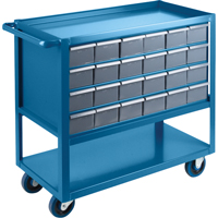 Drawer Shelf Cart, 1200 lbs. Capacity, Steel, 18" x W, 35" x H, 36" D, Rubber Wheels, All-Welded, 24 Drawers MA246 | Meunier Outillage Industriel