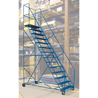 CSA-Certified Rolling Step Ladder with Locking Step, 14 Steps, 30" Step Width, 128" Platform Height, Steel Meunier Outillage Industriel