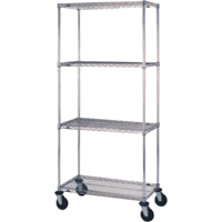 Chariots en treillis m&eacute;tallique, Chrom&eacute;, 18" x 69" x 36", Capacit&eacute; 800 lb Meunier Outillage Industriel