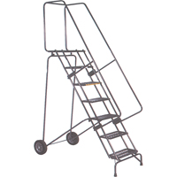 Fold-N-Store Rolling Ladders, 7 Steps, Perforated, 70" High MD590 | Meunier Outillage Industriel