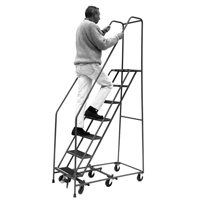 &eacute;chelles Pivotantes A/Roulettes Au Centre, 6 marches, Largeur de la marche 16", Hauteur de la plateforme 60", Acier Meunier Outillage Industriel