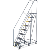 &eacute;chelles Pivotantes A/Roulettes Au Centre, 8 marches, Largeur de la marche 16", Hauteur de la plateforme 80", Acier Meunier Outillage Industriel