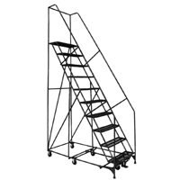 &eacute;chelles Pivotantes A/Roulettes Au Centre, 10 marches, Largeur de la marche 24", Hauteur de la plateforme 100", Acier Meunier Outillage Industriel