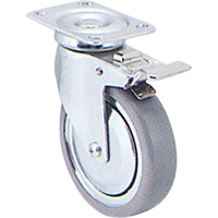 Roulette zingu&eacute;e, Pivotant avec frein, 3" (76 mm), Caoutchouc, 150 lb (68 kg) Meunier Outillage Industriel