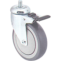 Roulette zinguée, Pivotant avec frein, Diamètre 4" (102 mm), Capacité 200 lb (91 kg) MI946 | Meunier Outillage Industriel