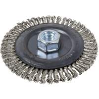 Brosse pour cordon de soudure, Dia. 4", Fils 0,022", Arbre 5/8"-11, Acier inoxydable Meunier Outillage Industriel