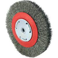 Brosse &agrave; fils cr&ecirc;p&eacute;s 101F-2M, 6" dia., Fils 0,014", Arbre 1/2" - 2" Meunier Outillage Industriel
