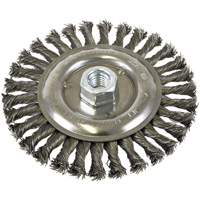 Brosse filet&eacute;e &agrave; fils nou&eacute;es et face standard, Dia. 6", Fils 0,022", Arbre 5/8"-11, Acier Meunier Outillage Industriel