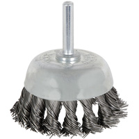 Brosse boisseau &agrave; fils nou&eacute;s torsad&eacute;s mont&eacute; sur mandrin 8046, 1-1/8" dia. Meunier Outillage Industriel