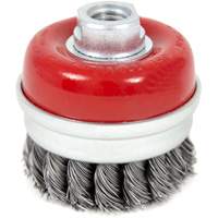 Brosse boisseau &agrave; fils li&eacute;s et nou&eacute;s &agrave; haute performance, 3" dia. x 5/8"-11 arbre Meunier Outillage Industriel