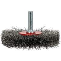 Brosse radiale &agrave; fils cr&ecirc;p&eacute;s mont&eacute; sur mandrin ER300-12, 3", Fils ,012" Meunier Outillage Industriel