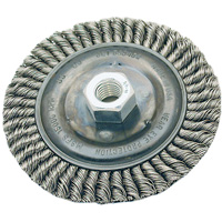 Brosse pour cordon de soudure, Dia. 4", Fils 0,022", Arbre 5/8"-11, Acier Meunier Outillage Industriel
