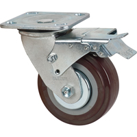 Roulette, Pivotant avec frein, 5" (127 mm), Polyur&eacute;thane, 650 lb (294 kg) Meunier Outillage Industriel