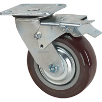 Caster, Swivel with Brake, 6" (152.4 mm), Polyurethane, 850 lbs. (385 kg.) MN266 | Meunier Outillage Industriel