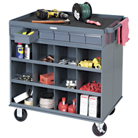 Heavy-Duty Two-Sided Mobile Work Station, 1200 lbs. Capacity, Steel, 34" x W, 34" x H, 24" D, All-Welded, 6 Drawers MO070 | Meunier Outillage Industriel