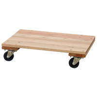 Solid Platform Wood Dolly, Rubber Wheels, 900 lbs. Capacity, 16" W x 24" D x 6" H MO199 | Meunier Outillage Industriel
