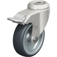 Stainless Steel Thermoplastic Elastomer Caster, Swivel with Brake, 4" (102 mm) Dia., 240 lbs. (108 kg.) Capacity Meunier Outillage Industriel