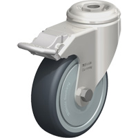 Stainless Steel Thermoplastic Elastomer Caster, Swivel with Brake, 4" (102 mm) Dia., 240 lbs. (108 kg.) Capacity Meunier Outillage Industriel