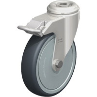Stainless Steel Thermoplastic Elastomer Caster, Swivel with Brake, 5" (127 mm) Dia., 265 lbs. (120 kg.) Capacity Meunier Outillage Industriel