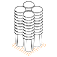 Nestable Polyethylene Drum, 55 US gal (45 imp. gal.), Open Top, Yellow Meunier Outillage Industriel