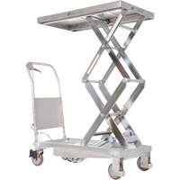 Manual Hydraulic Scissor Lift Table, 35-1/2" L x 20" W, Partial Stainless Steel, 800 lbs. Capacity MO857 | Meunier Outillage Industriel
