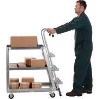 Chariot de pr&eacute;l&egrave;vement de stock, Aluminium, 21-7/8" la x 40" p, 3 tablettes, Capacit&eacute; 660 lb Meunier Outillage Industriel