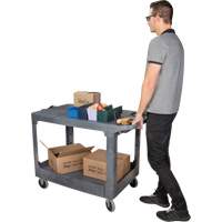Chariot utilitaire pour l'entretien avec tablette plate, 2 tiers, 25-1/4" x 32-1/4" x 44", Capacit&eacute; 550 lb Meunier Outillage Industriel