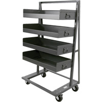 Single-Sided Heavy Duty A-Frame Cart with 4 Large Lipped Trays, 38" x 25" x 63", 2500 lbs. Capacity Meunier Outillage Industriel