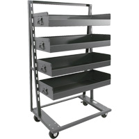 Single-Sided Heavy Duty A-Frame Cart with 4 Large Lipped Trays, 38" x 25" x 63", 2500 lbs. Capacity Meunier Outillage Industriel
