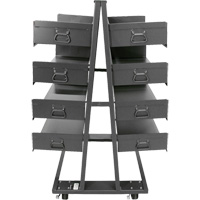 Double-Sided Heavy Duty A-Frame Cart with 8 Large Trays, 38" x 30" x 63", 2500 lbs. Capacity Meunier Outillage Industriel