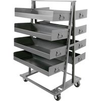 Double-Sided Heavy Duty A-Frame Cart with 8 Large Lipped Trays, 38" x 30" x 63", 2500 lbs. Capacity Meunier Outillage Industriel