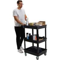 Chariot utilitaire avec tablette &agrave; bordure profonde, 3 tiers, 19" x 39-1/2" x 28-1/4", Capacit&eacute; 330 lb Meunier Outillage Industriel