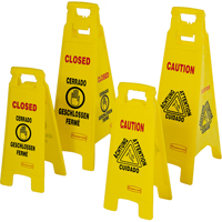 Wet Floor Safety Signs, Quadrilingual with Pictogram NB790 | Meunier Outillage Industriel