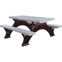 Recycled Plastic Picnic Tables, 6' L x 62-1/4" W, Grey ND422 | Meunier Outillage Industriel