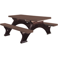 Recycled Plastic Picnic Tables, 6' L x 62-1/4" W, Brown Meunier Outillage Industriel