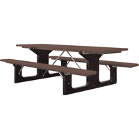 Recycled Plastic Picnic Tables, 6' L x 61-1/2" W, Brown ND427 | Meunier Outillage Industriel
