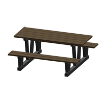 Recycled Plastic Outdoor Picnic Tables, 72" L x 60-5/16" W, Walnut NJ035 | Meunier Outillage Industriel
