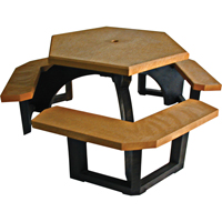 Recycled Plastic Hexagon Picnic Tables, 78" L x 78" W, Cedar Meunier Outillage Industriel