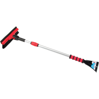 Snow Brush With Pivot Head, Telescopic, Rubber Squeegee Blade, 52" Long, Black/Red NJ144 | Meunier Outillage Industriel